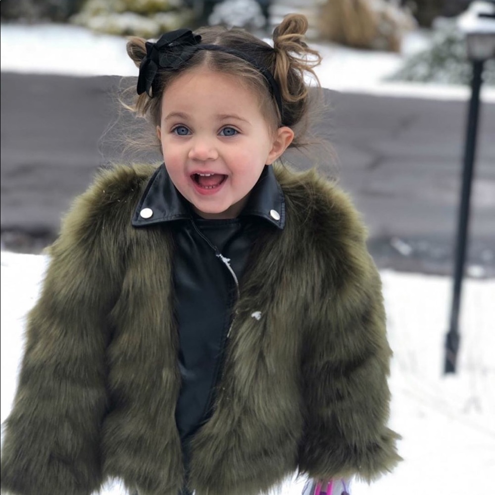 Toddler faux fur / leather jacket